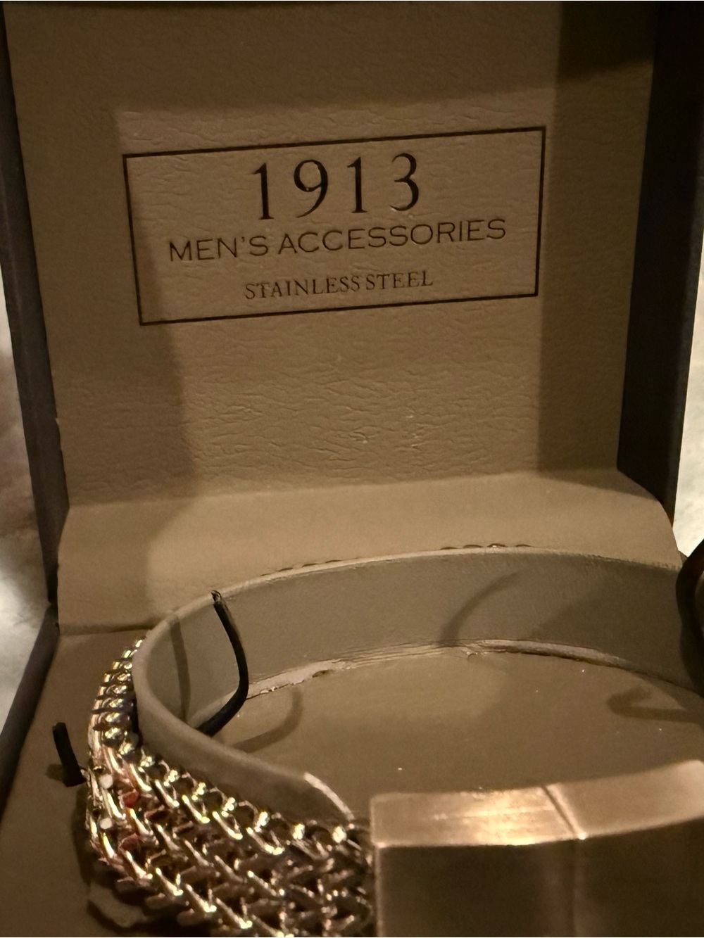 1913 Men's Stainless Steel Silver bracelet